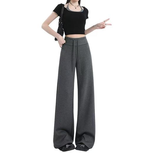 美式复古慵懒风垂感休闲裤女运动抽绳卫裤气质高腰显瘦宽松阔腿裤 商品图4