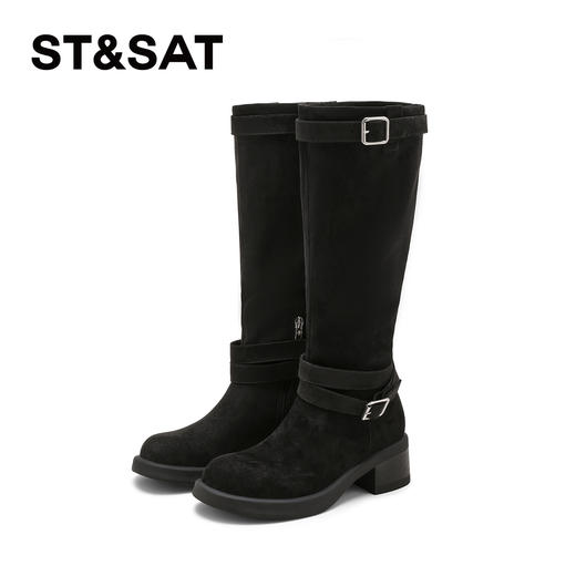 星期六个性机车风金属扣长靴SSD3117CQX 商品图10