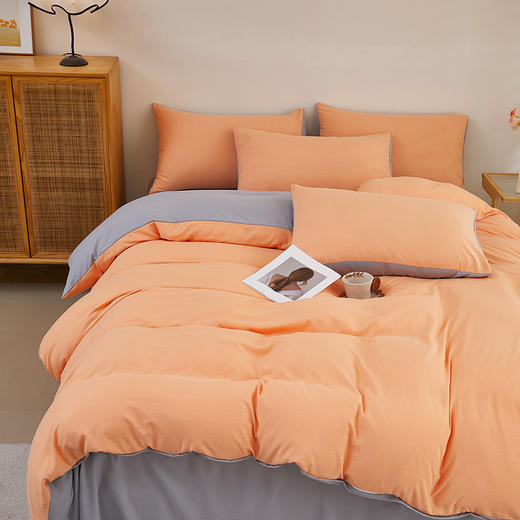彼加曼 双拼彩棉纯风四件套-浅橙200*230cm BGM-T2462 商品图3