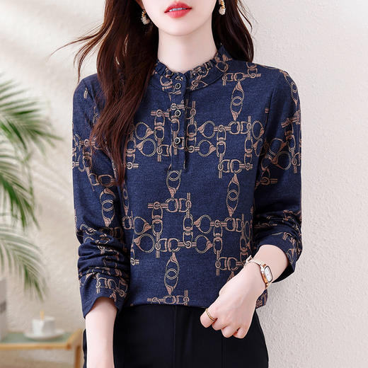 澳绒加厚保暖减龄休闲，百搭立领打底衬衫小衫KQL-458H3636 商品图1