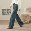 【拉绒-阔腿牛仔】逸阳秋冬复古加绒保暖宽松显瘦、阔腿牛仔裤1722 商品缩略图4