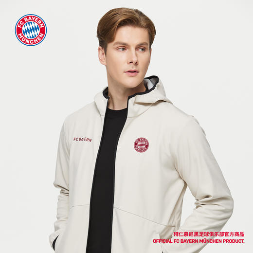 【官方正版】拜仁足球俱乐部丨米白色拉链外套运动休闲长袖上衣 商品图3