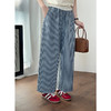 2025竖条纹柔软阔腿牛仔裤女休闲百搭松紧腰显瘦休闲长裤！ 商品缩略图0