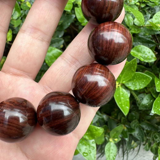 【青山特惠】2.0*12颗海南黄花梨紫油梨满纹满黑线手串h1242 商品图3