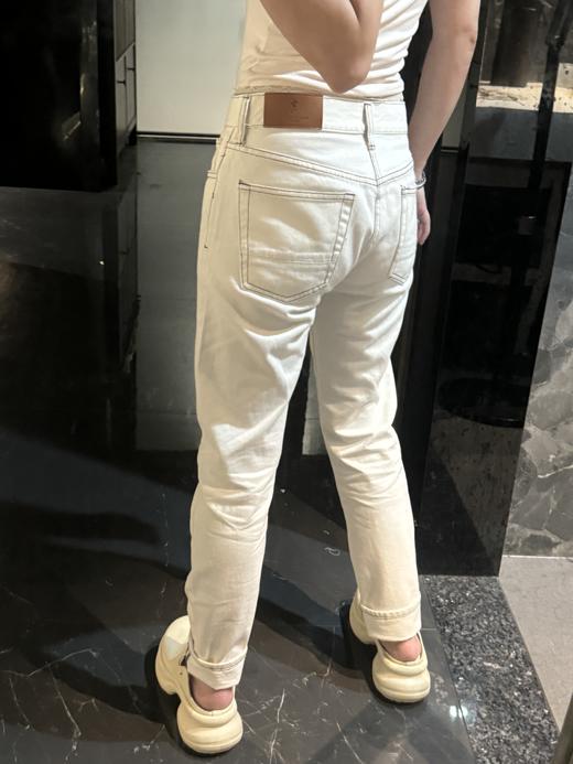 男女同款 白色牛仔显瘦窄版中低腰直筒裤（蕾姐穿29码宽松） 商品图1
