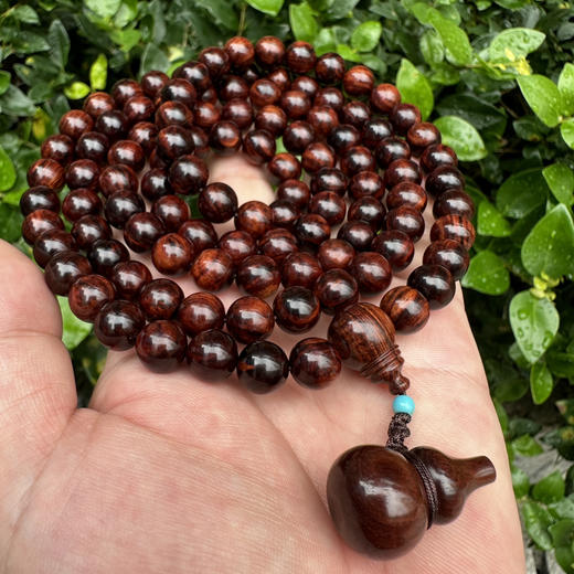 【青山特惠】1.0*108颗海南黄花梨紫油梨水波纹老料佛珠念珠男女款手串h123 商品图6
