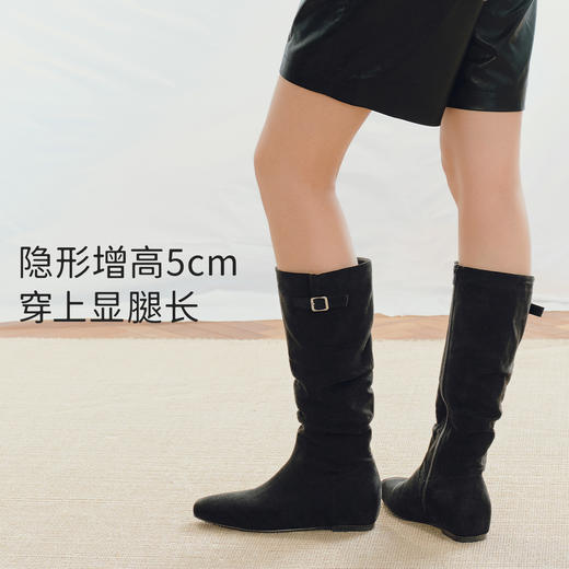 【炭焙乌龙】7or9 慵懒风堆堆靴秋冬款暖靴自发热长靴内增高 商品图3