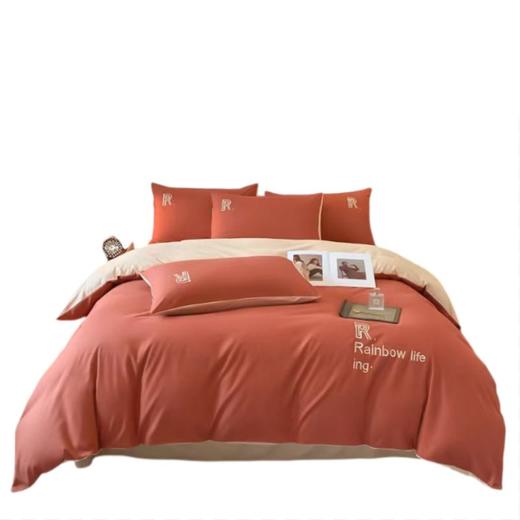 彼加曼 活性彩锦棉拼绣四件套橘红200*230cm BGM-T2411 商品图0