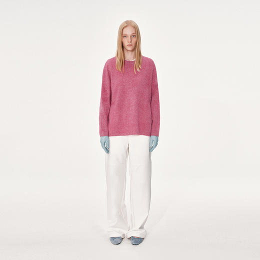 NUTH 100%绵羊毛圆领宽松保暖毛衣长袖针织衫女 商品图0