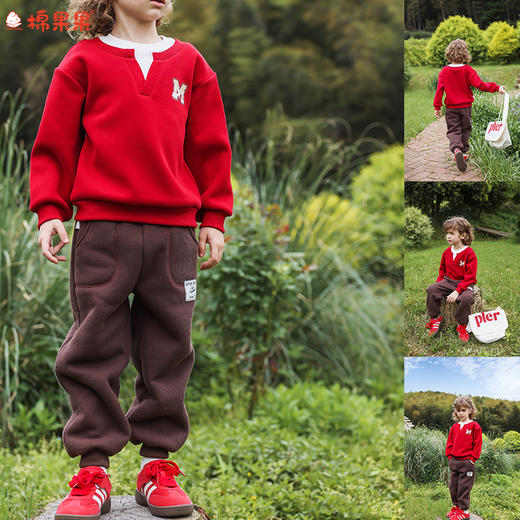 棉果果冬季新品男童夹棉保暖加厚工装裤针织夹棉长裤M412200825758 商品图0