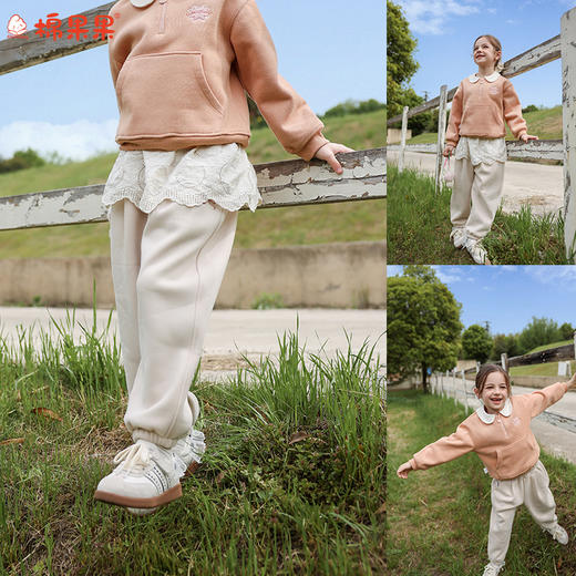 棉果果冬季新品女童复合奥利绒保暖加厚针织加绒长裤M422200425736 商品图0