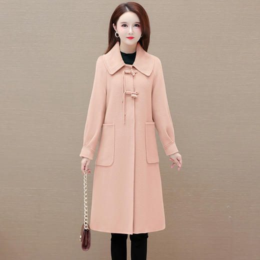QYM 23A2050-Y双面羊毛大衣时尚国风盘扣呢子外套 商品图0