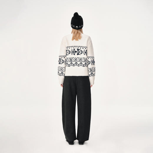 NUTH 费尔岛提花立领宽松拉链开衫针织外套女 白色（发货时间同步天猫） 商品图3