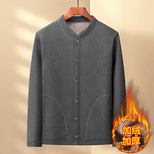 冬季【中老年男装保暖开衫棉衣】加绒加厚棉袄外穿 老人爸爸冬季内搭套装  商品图3