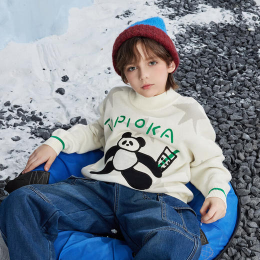 【MQD】男大童冬季卡通五角星保暖半高领毛衣 商品图4