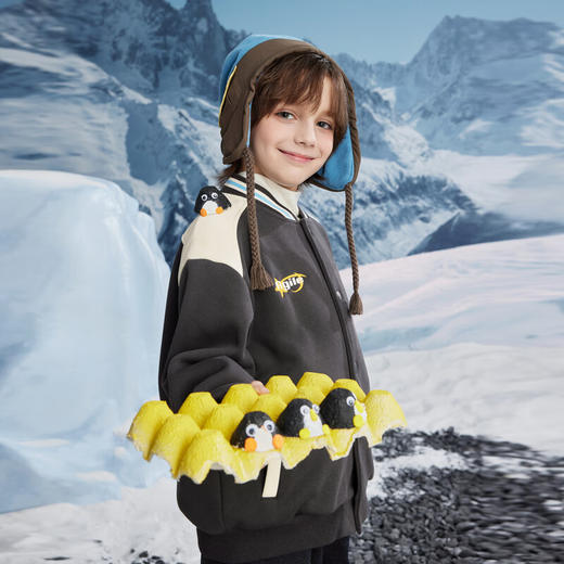 【MQD】冬季男大童复古学院风休闲运动棒球领外套 商品图2