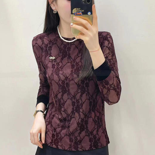 LJ3206 2025秋季新款显瘦打底衫长袖蕾丝衫衬衫女上衣 商品图4