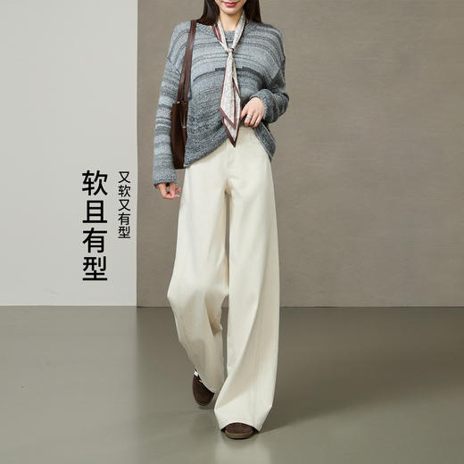 【秋爆款-灰白阔腿裤】逸阳新品松弛感牛仔拖地阔腿牛仔长裤5880V 商品图2