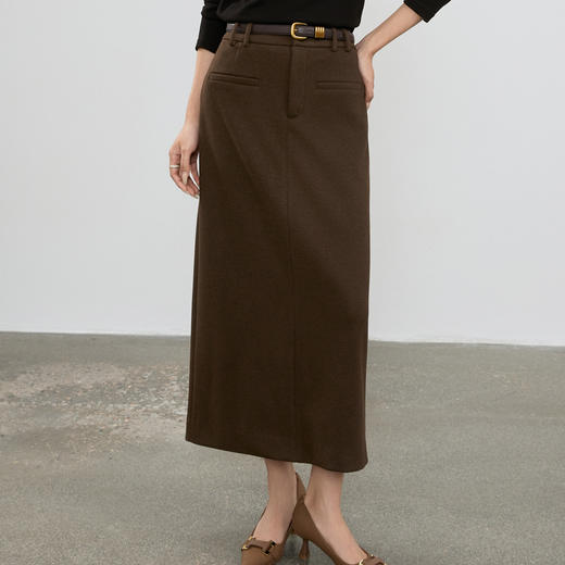 LJ9056 2025冬季新款女装高腰包臀开叉半身裙女中长款A字裙 商品图2