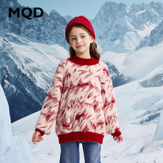 【MQD】女大童冬季学院风保暖晕染甜美休闲半高领毛衣 商品图1