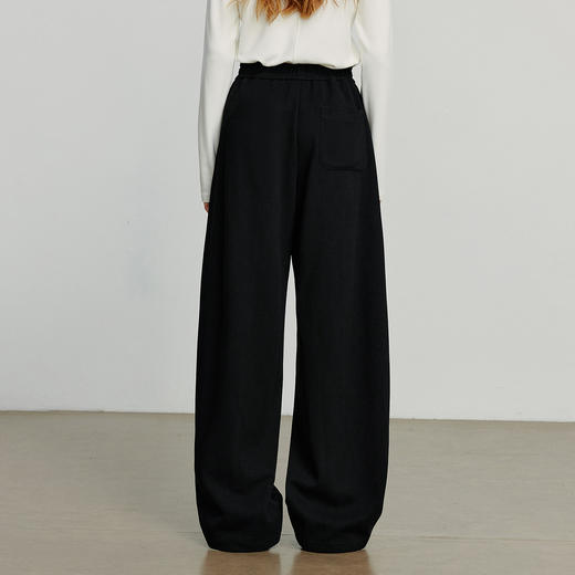 初语休闲裤女冬季新款侧缝前移远红外发热仿呢松紧腰香蕉裤 商品图3