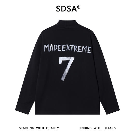 T4896SDSA秋冬新款痞帅男装潮牌手绘字母印花半高领长袖T恤百搭打底衫 商品图5