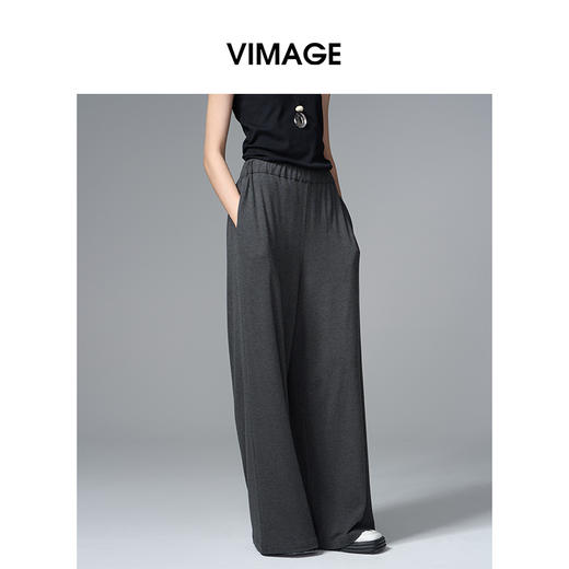 VIMAGE纬漫纪休闲宽松松紧腰慵懒感长裤子V2405114 商品图5