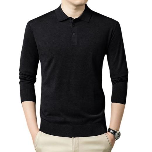 丰讯 男士秋冬季翻领长袖纯色毛衣商务休闲针织衫 FXT5354 商品图4