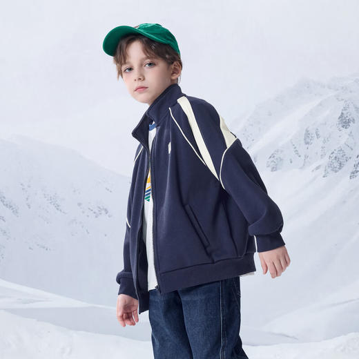 【MQD】男大童冬季学院风运动休闲保暖立领外套 商品图2