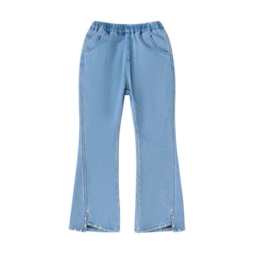 笛莎Deesha 童装女童裤子2025冬新款甜美加绒牛仔喇叭裤 商品图4