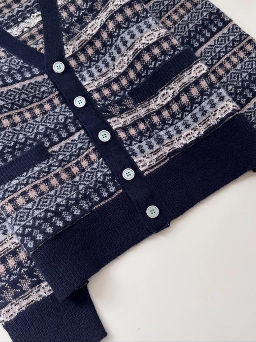 【复古费尔岛重工提花V领三色织带设计针织开衫外套】周四（10.16）上午10点上架 T家同款 男/女两款可选！甄选100%羊毛，触感细腻顺滑~复古韵味与时尚的巧妙结合~无标发货 商品图8