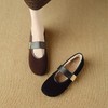 【预售5天】全真皮磨砂羊皮一字带玛丽珍鞋，圆头浅口单鞋平底舒适小皮鞋NJMK&K1205M-1 商品缩略图1