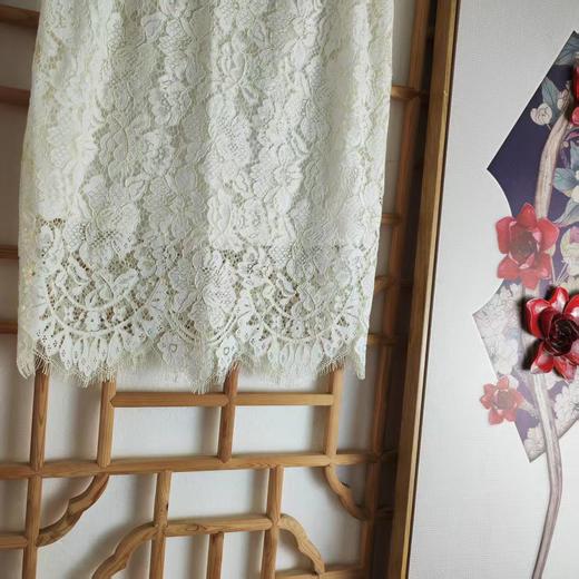 仅一件！【低价清仓】米白色立体蕾丝半身裙高腰显瘦中长款精致花纹ZFYY017 商品图2