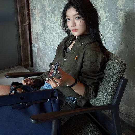 橄榄绿小马刺绣棉麻衬衫，春夏秋三季都实穿的时髦单品，小马精致刺绣logo【3-5天发货，周末顺延】【G】 商品图3