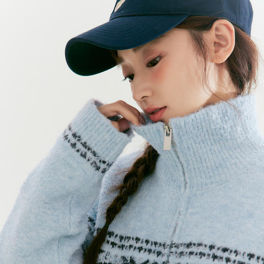 笛莎Deesha青少年女童毛衣2025冬季女童费尔岛纹样拉链开衫外套毛衣 商品图2