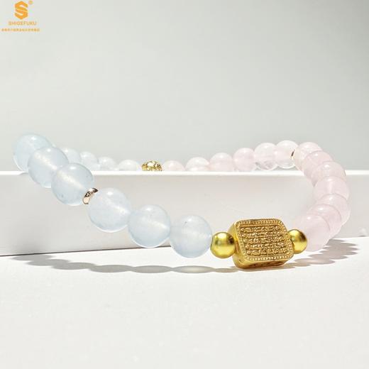 【品牌授权】【香港周六福】原创「霁樱」喜水火丨新中式国风粉水晶冰川蓝玛瑙五条经文贵人运手串 商品图1