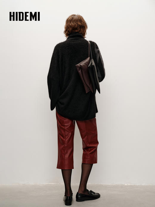 HIDEMI 大秀款藏地可溯源牦牛绒拉毛长拉绒系列不对称堆堆高领厚款廓形毛衣外套 商品图9
