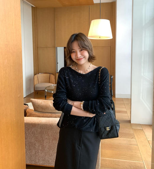 Brunello Cucinell*i 山羊绒真丝亮片一字领毛衣101509 商品图6