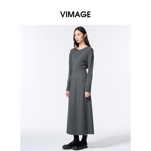 VIMAGE纬漫纪收腰显瘦秋冬新款连衣裙长裙V2407109 商品图2