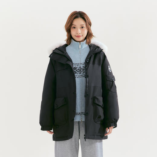 笛莎Deesha青少年女童羽绒服2025冬季女童连帽工装毛领羽绒服 商品图3