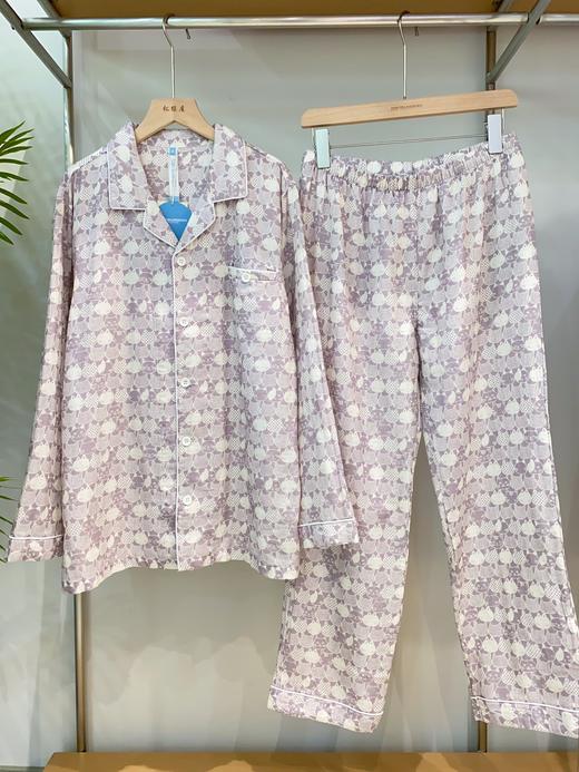 松植屋情侣款猫头长袖长裤纱布睡衣春秋男女全棉家居服套装 商品图1