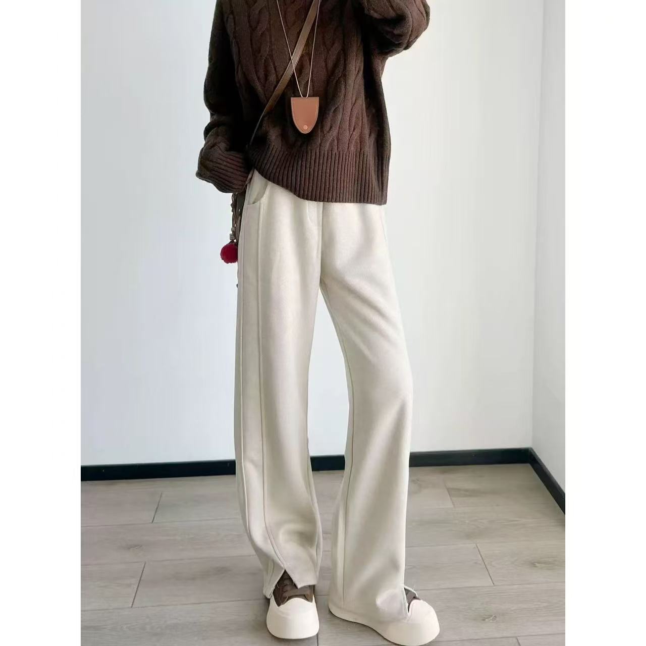 优选丨【600g羊毛开衩直筒裤】高支羊毛面料 宽松挺阔版型 巨显瘦 不臃肿