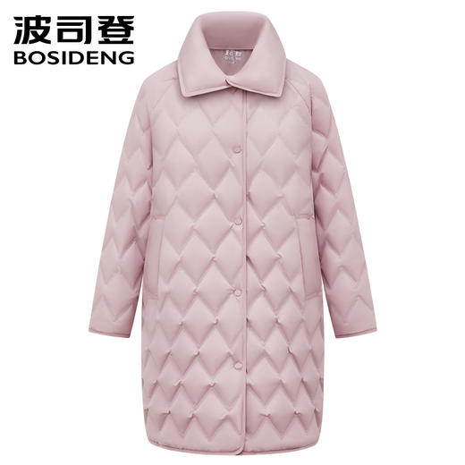 波司登2025新款女士商务气质鹅绒宽松中长款翻领羽绒服B250134162 商品图0