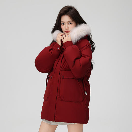 90%白鸭绒，高颜值色彩，“羽”众不同的温暖呵护，短款狐狸毛领脱卸帽休闲时尚大口袋羽绒服818【个调羽绒服专场】 商品图5