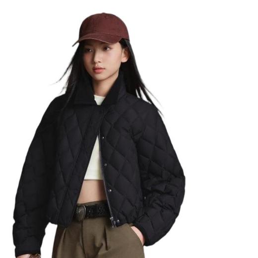 波司登 女翻领菱形格短款羽绒服 B250135332 商品图3