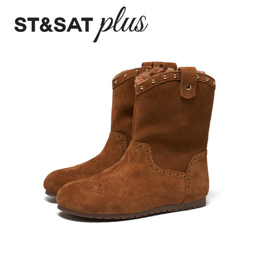 【泰迪系列】星期六复古铆钉巴洛克加绒堆堆靴SSD4118564 商品图9