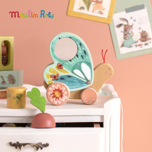 Moulin Roty 蝴蝶 拖拉多功能玩具 适合10月龄+ 三只邦尼兔系列 法国品牌 -678113 商品图1