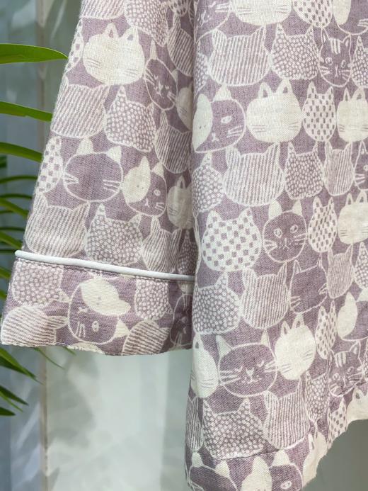 松植屋情侣款猫头长袖长裤纱布睡衣春秋男女全棉家居服套装 商品图4