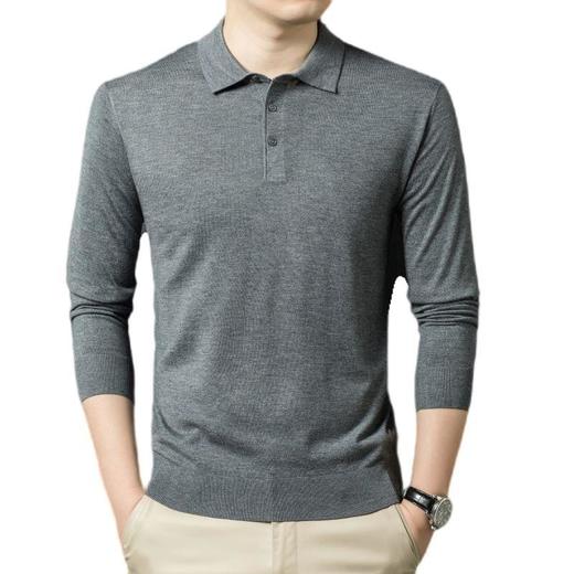 丰讯 男士秋冬季翻领长袖纯色毛衣商务休闲针织衫 FXT5354 商品图3