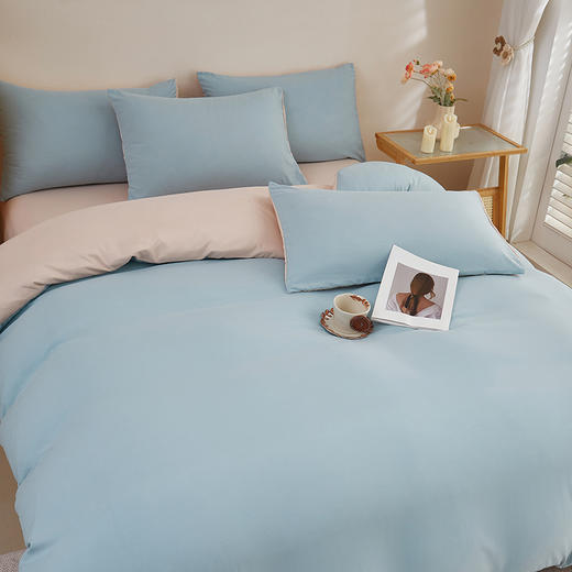 彼加曼 双拼彩棉纯风四件套-浅兰200*230cm BGM-T2461 商品图2